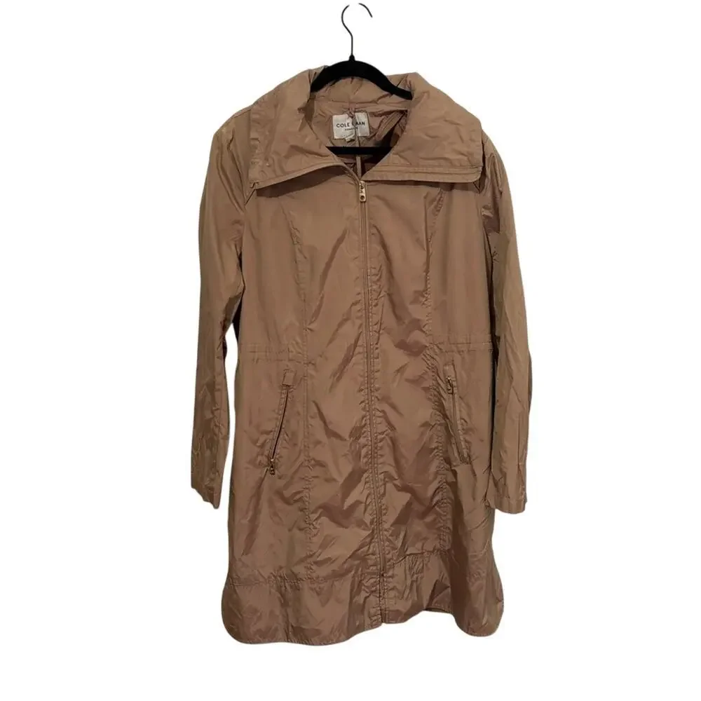 Cole Haan Camel Trench Coat with Water-Resistant‎ Fabric XL